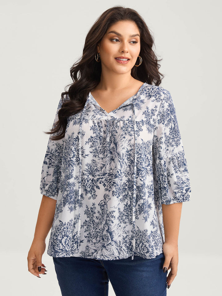 Artistic Print A-Line Blouse