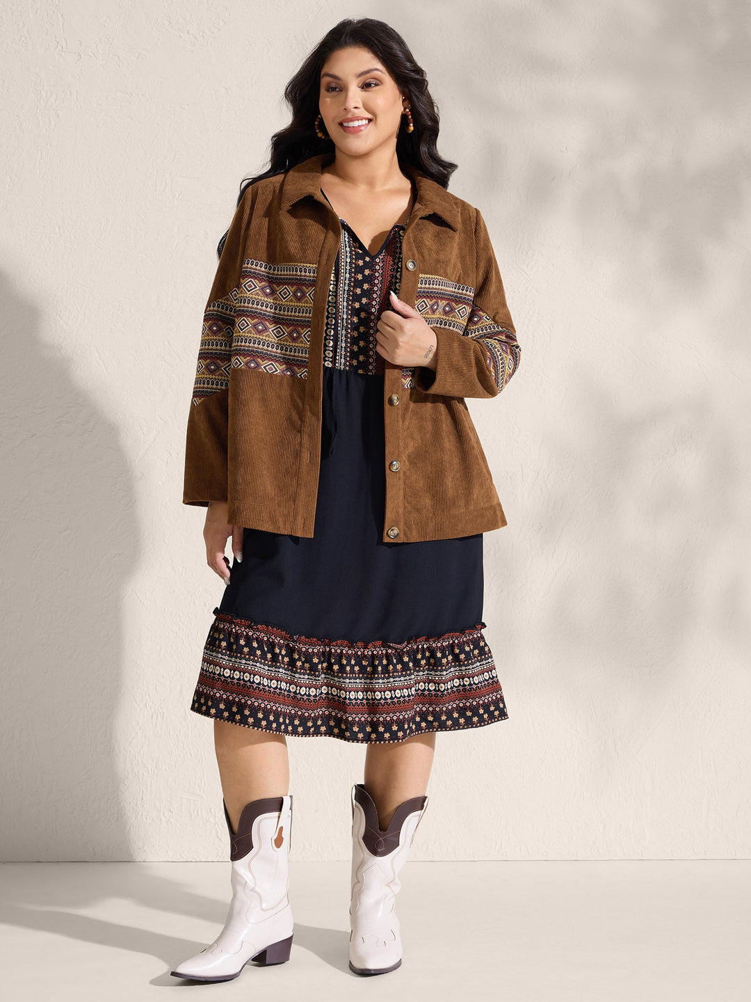 Rodeo Boho Print Button Front Jacket