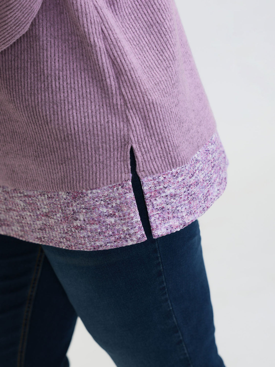 Textured Stretchy Color Contrast Hoodie