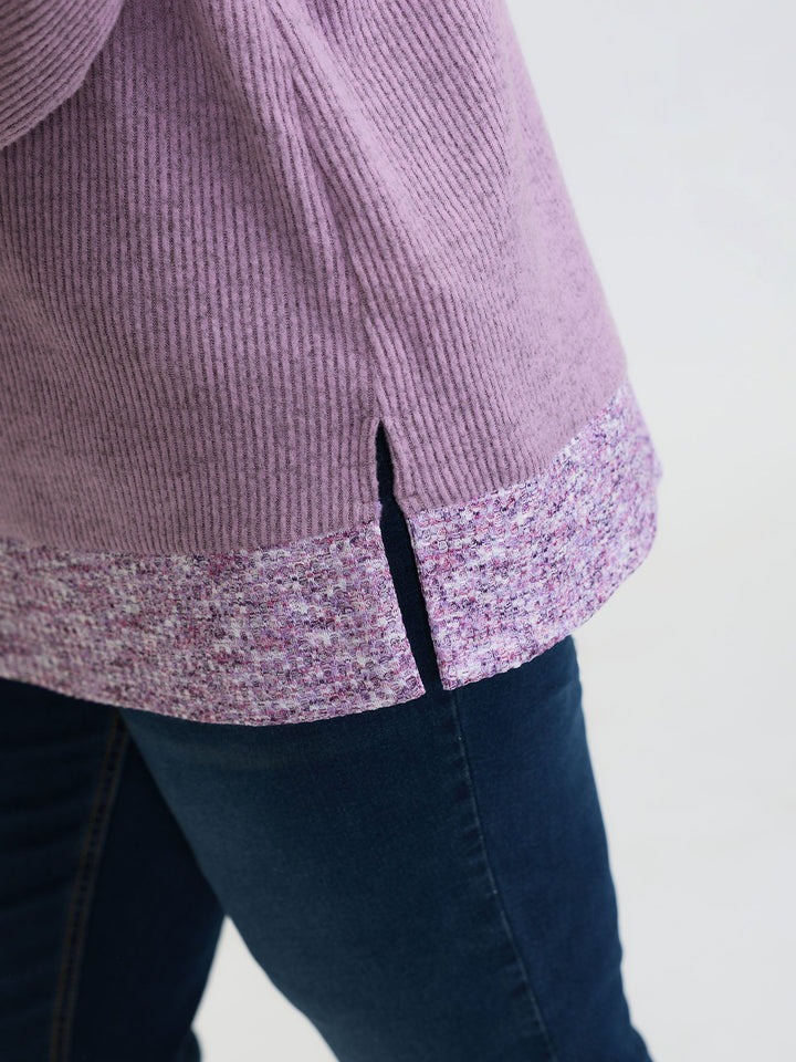 Textured Stretchy Color Contrast Hoodie