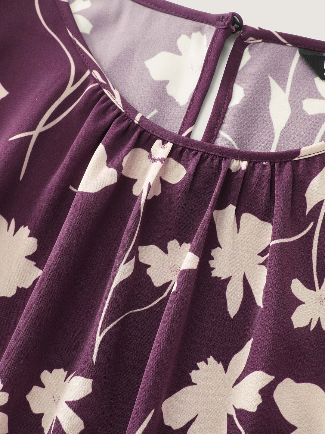Floral Print Shirred Cuff Sleeve Blouse