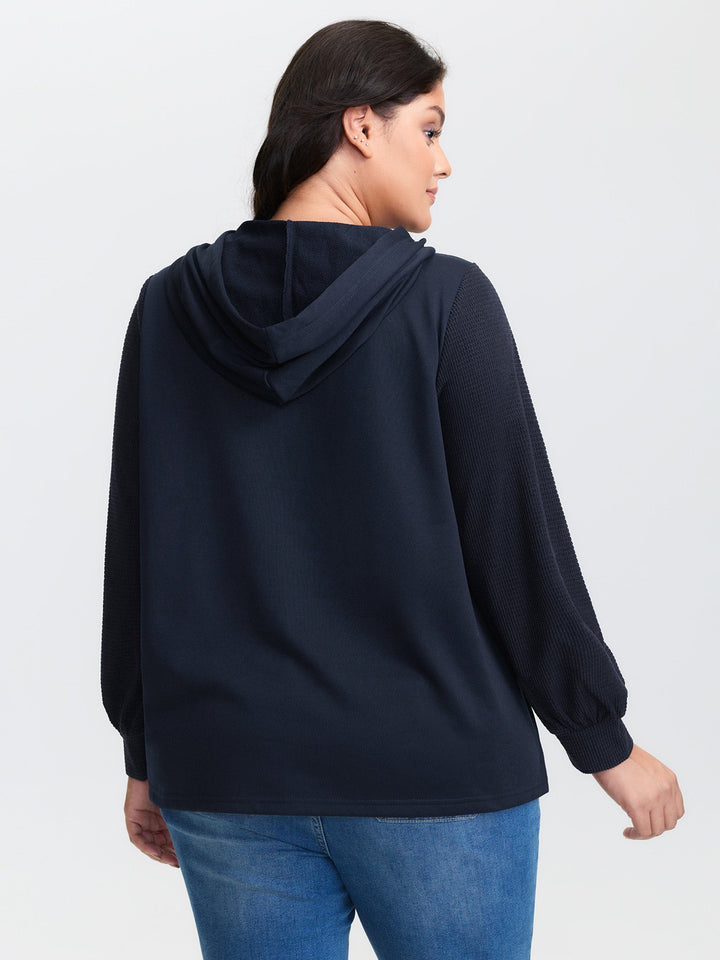 Floral Textured Spliced Hoodie