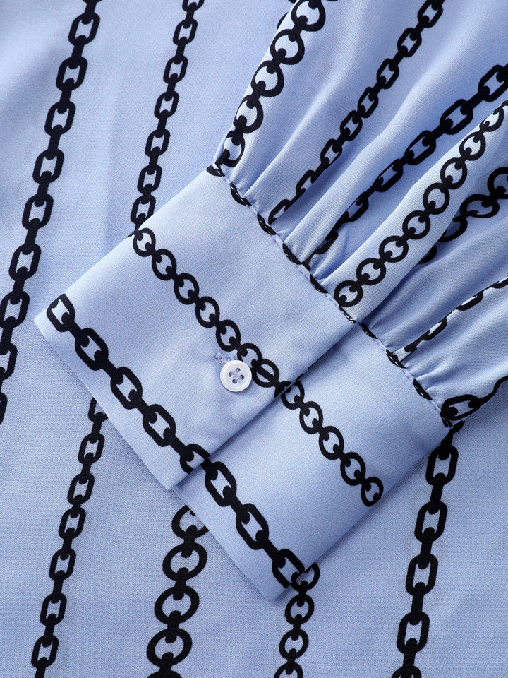 Loop Striped Bow-Tie Neckline Blouse