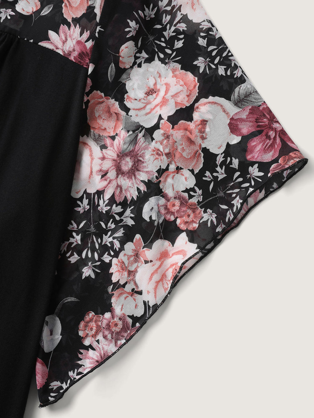 Supersoft Floral Ruffled Sleeve Neck Tie Knit Top