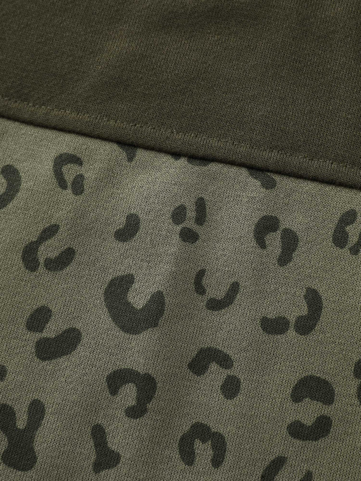 Leopard Print Colorblock Hoodie