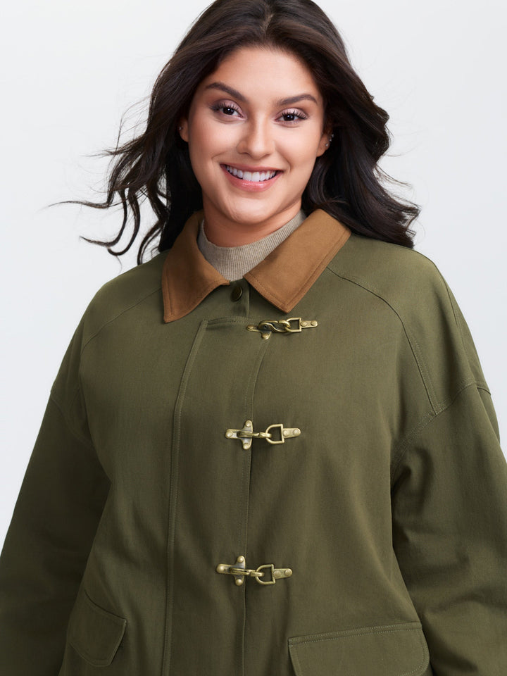 Pure Cotton Color Contrast Button Jacket