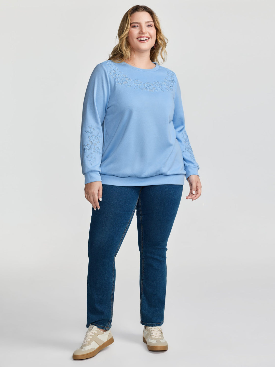 Cut-Out Embroidery Relaxed-Fit Sweatshirt