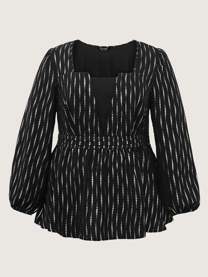 Shimmery Sequin Cinched-Waist Blouse