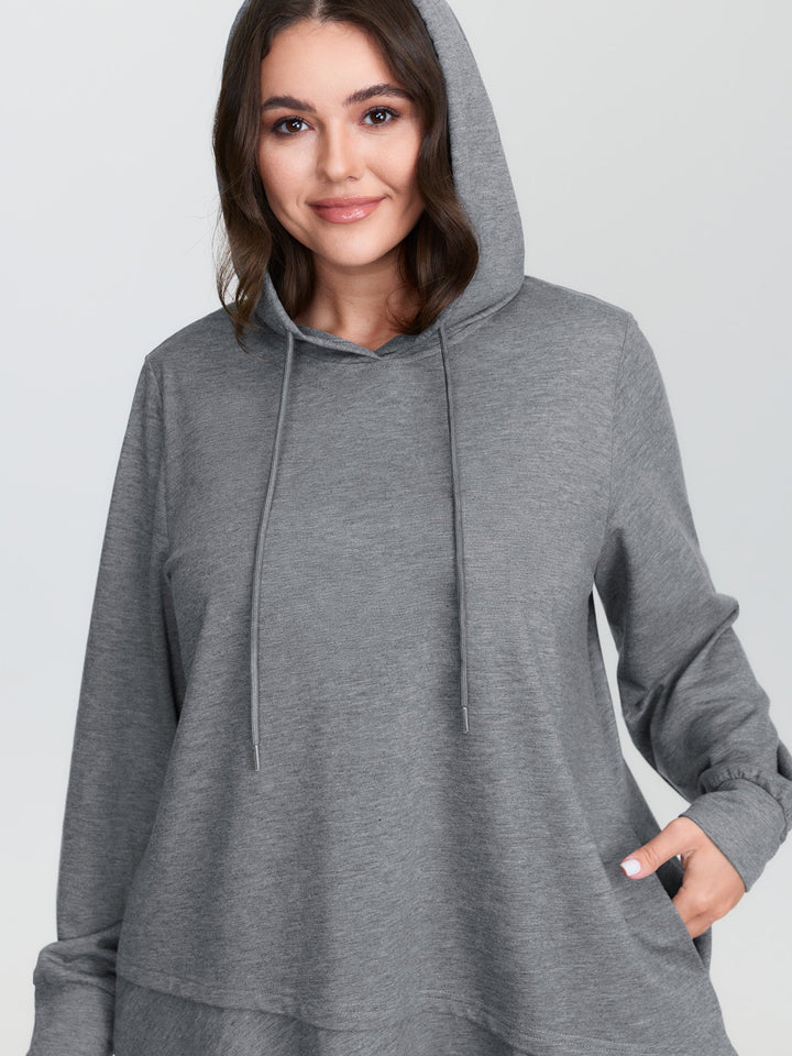 2-In-1 Ruffled Hem Tunic Hoodie