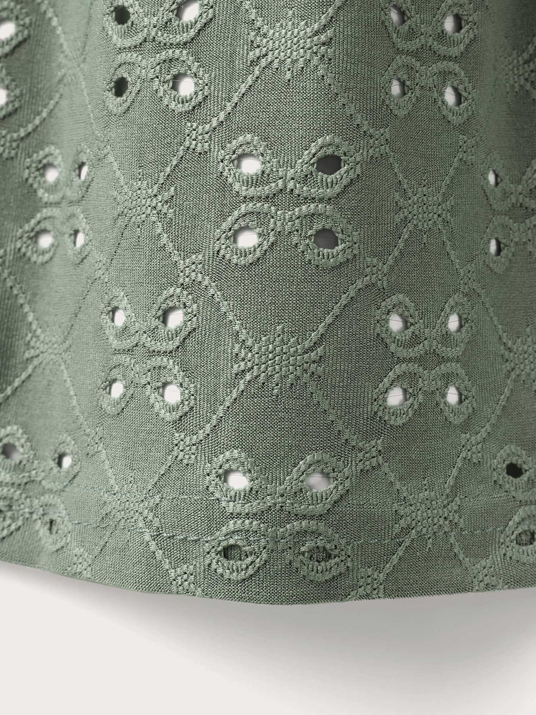 Solid Broderie Anglaise Ruffle Layered Hem T-shirt