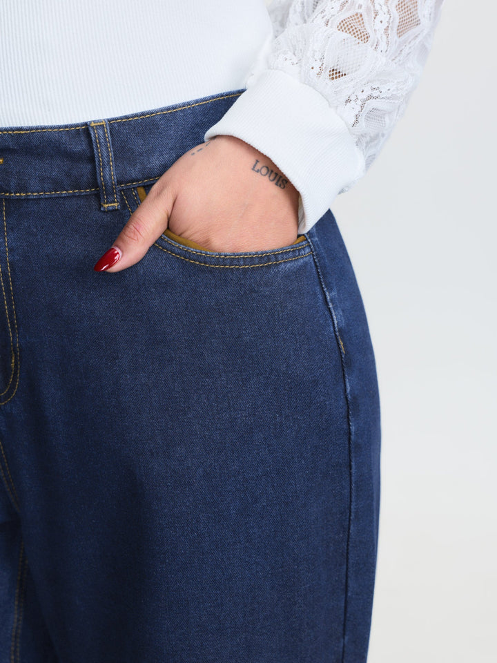 Cotton Mid-Rise Wide-Leg Jeans