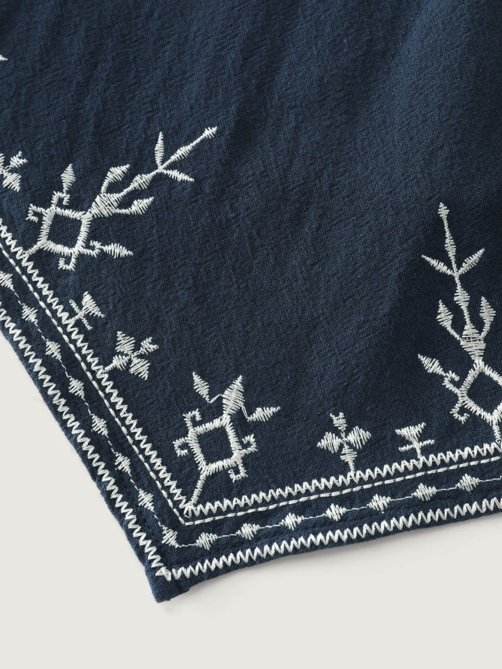 Cotton Embroidered Flutter Sleeve High-Low Hem Blouse