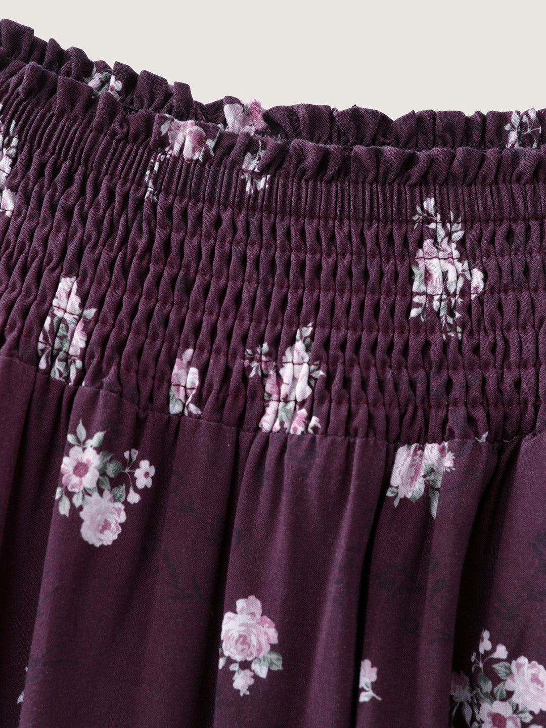 Floral Shirred Waist Tiered Maxi Skirt