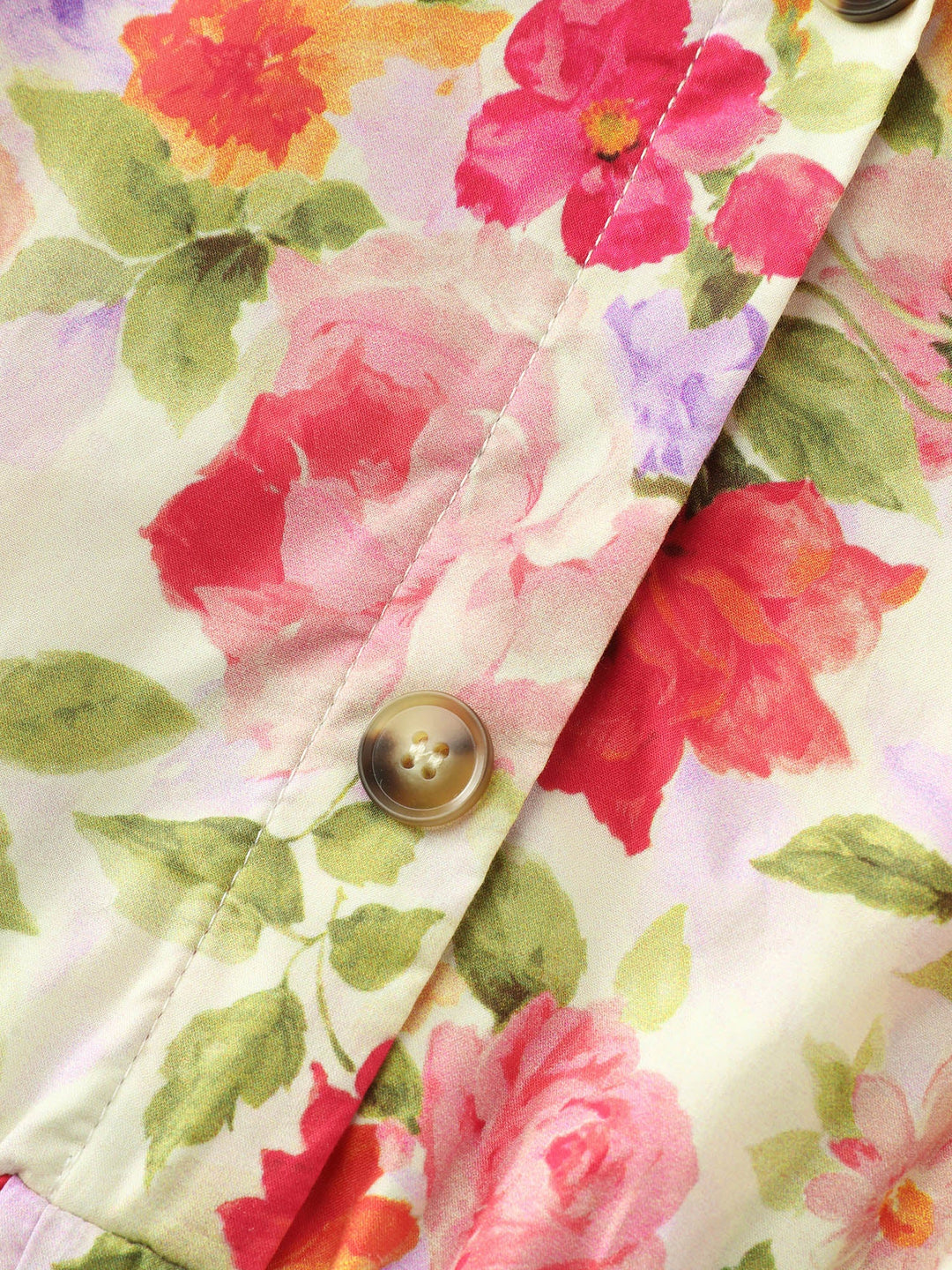 Cotton Bright Floral Belted Midi Dress