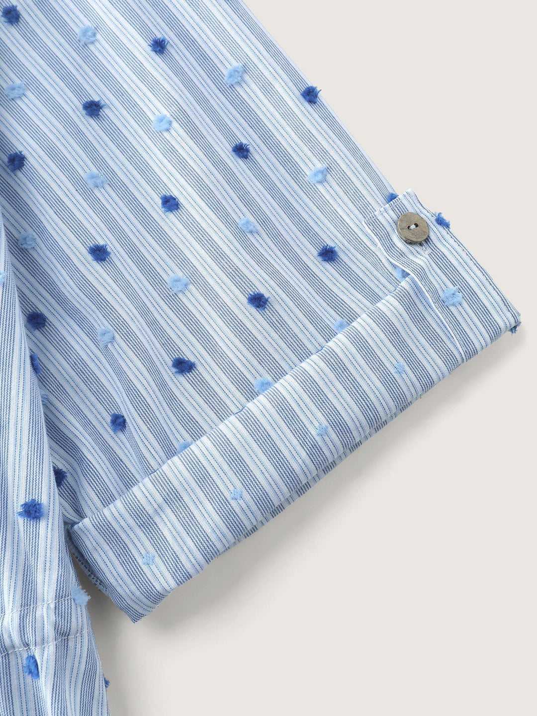 Cotton Striped Drawstring Waist Button-Down Shirt