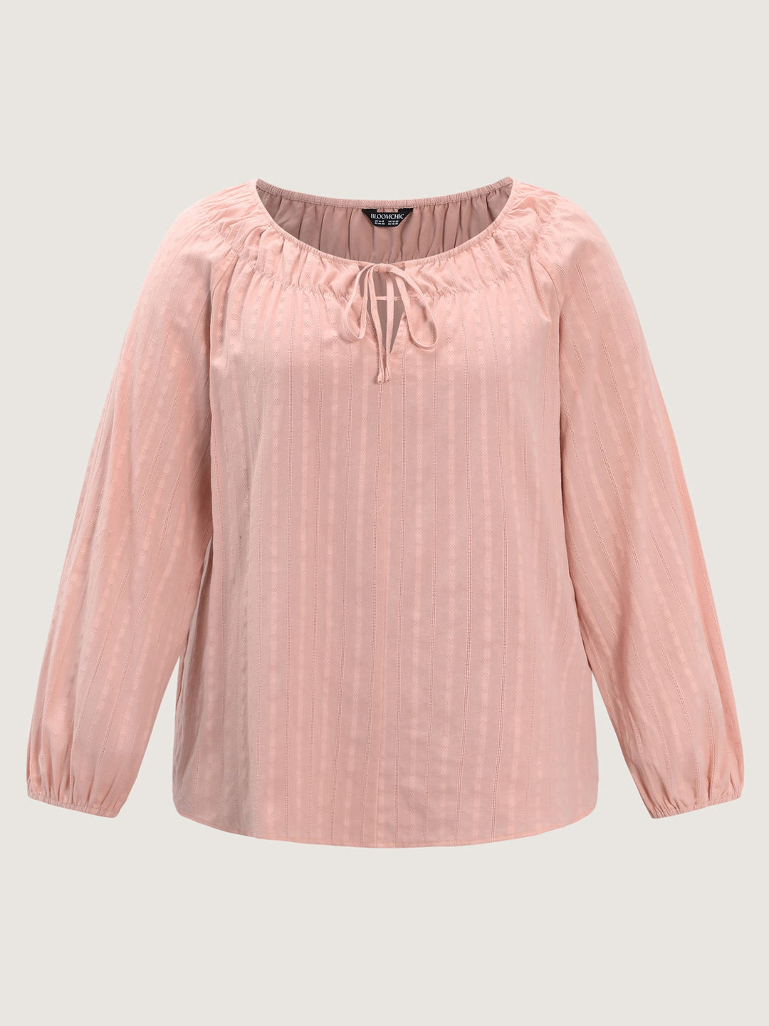 Pure Cotton Jacquard Neck-Tie Blouse