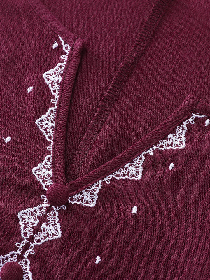 Geometric Print Cinched Flared Blouse