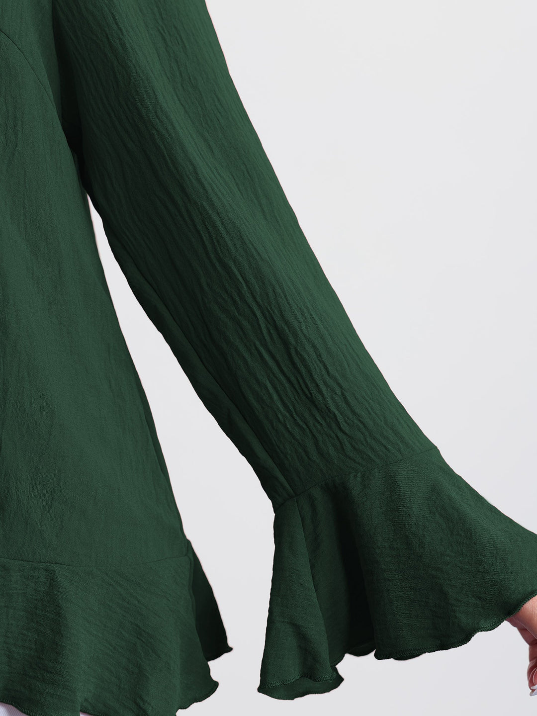 Ruffled V-Neck Curvy Edge Blouse