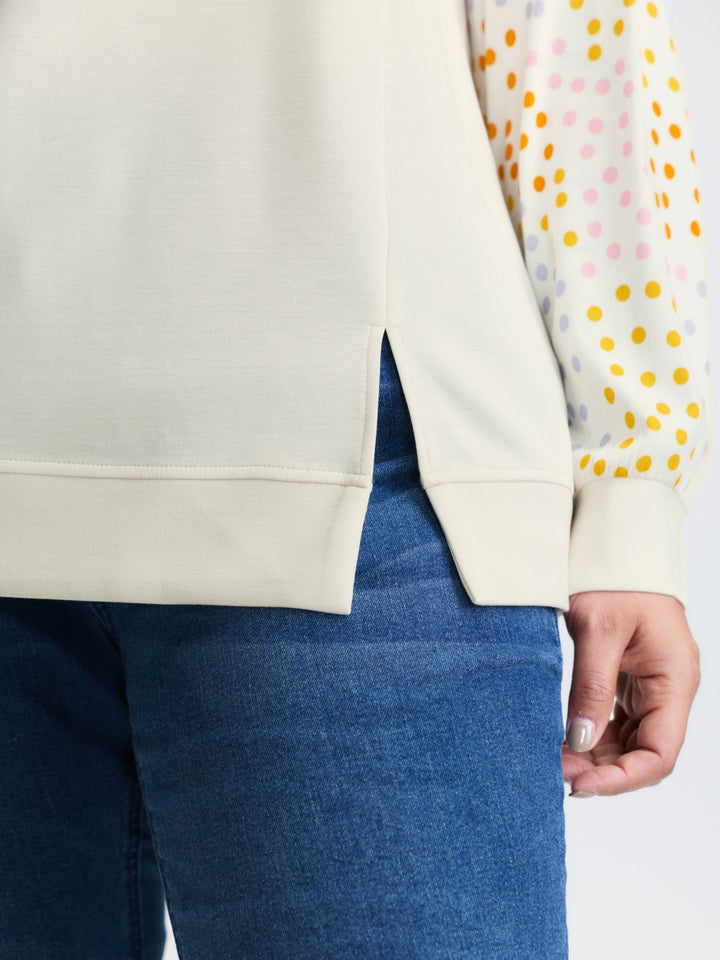 Supersoft Polka Dots Sleeve Sweatshirt