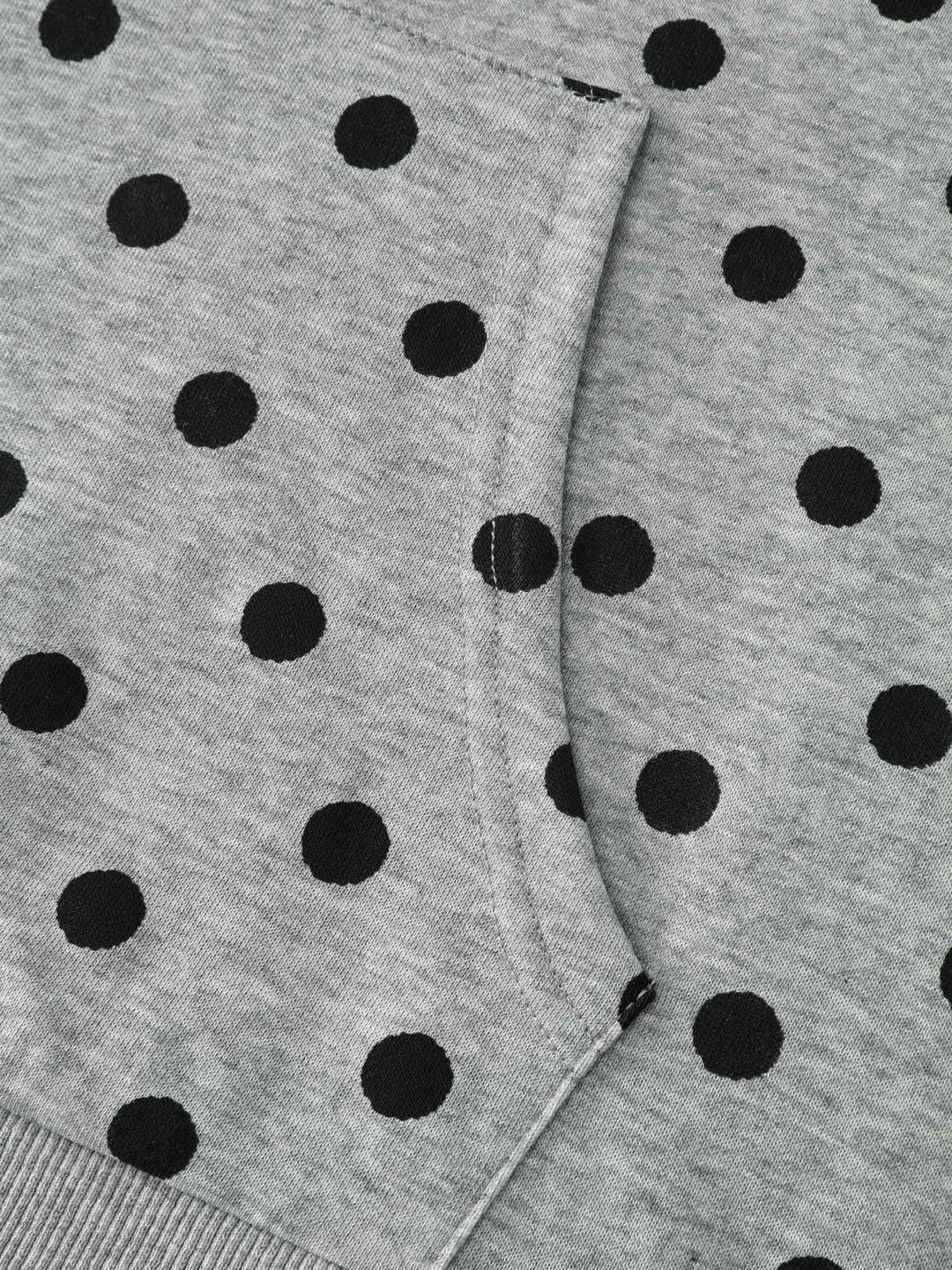Polka Dot Drawstring Neck Hoodie