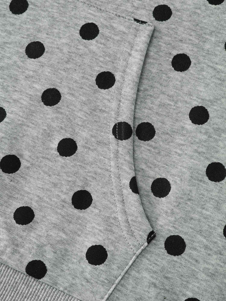 Polka Dot Drawstring Neck Hoodie