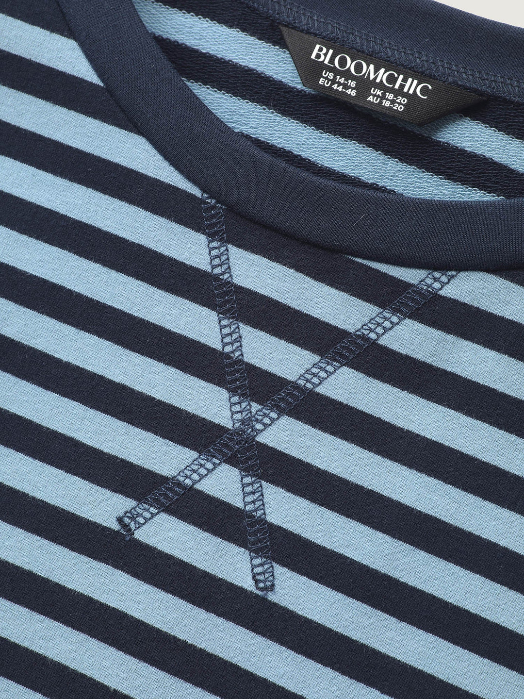 Stripe Print Color Contrast Sweatshirt