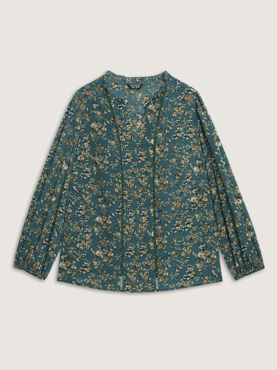 Floral Print Lace Trim Blouse