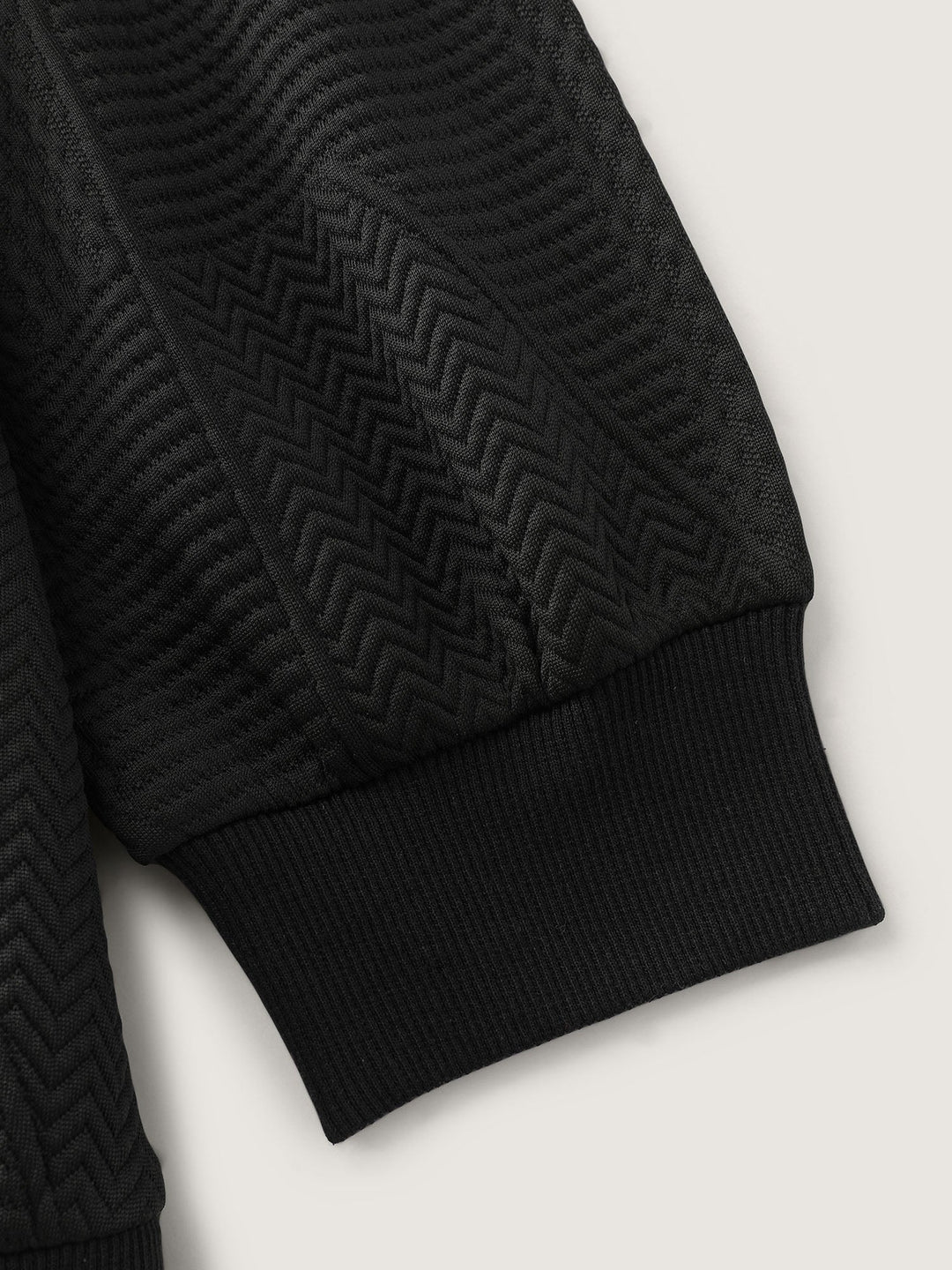 Round Neck Textured Solid Sweatshirt