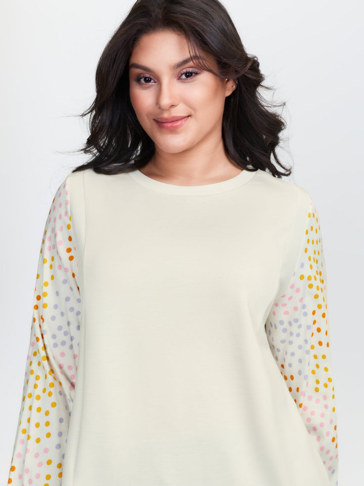 Supersoft Polka Dots Sleeve Sweatshirt