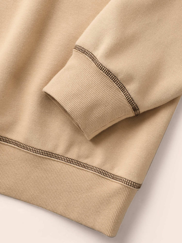 Round Neck Topstitching Patchwork Sweatshirt