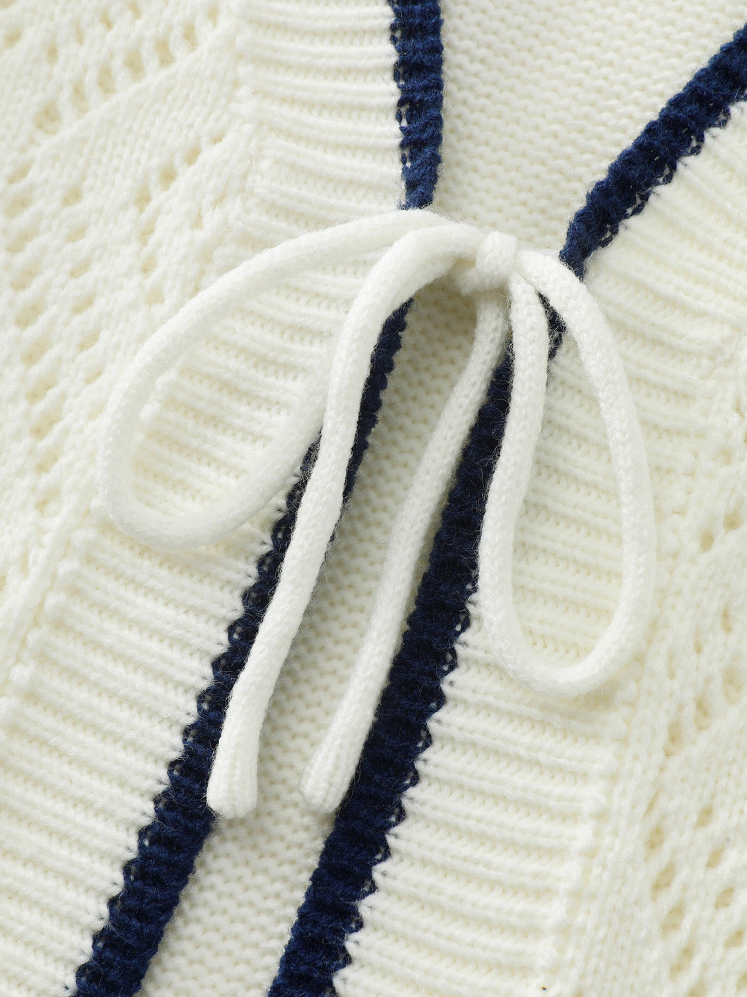 Textured Cut-Out Tie-Front Knit Cardigan