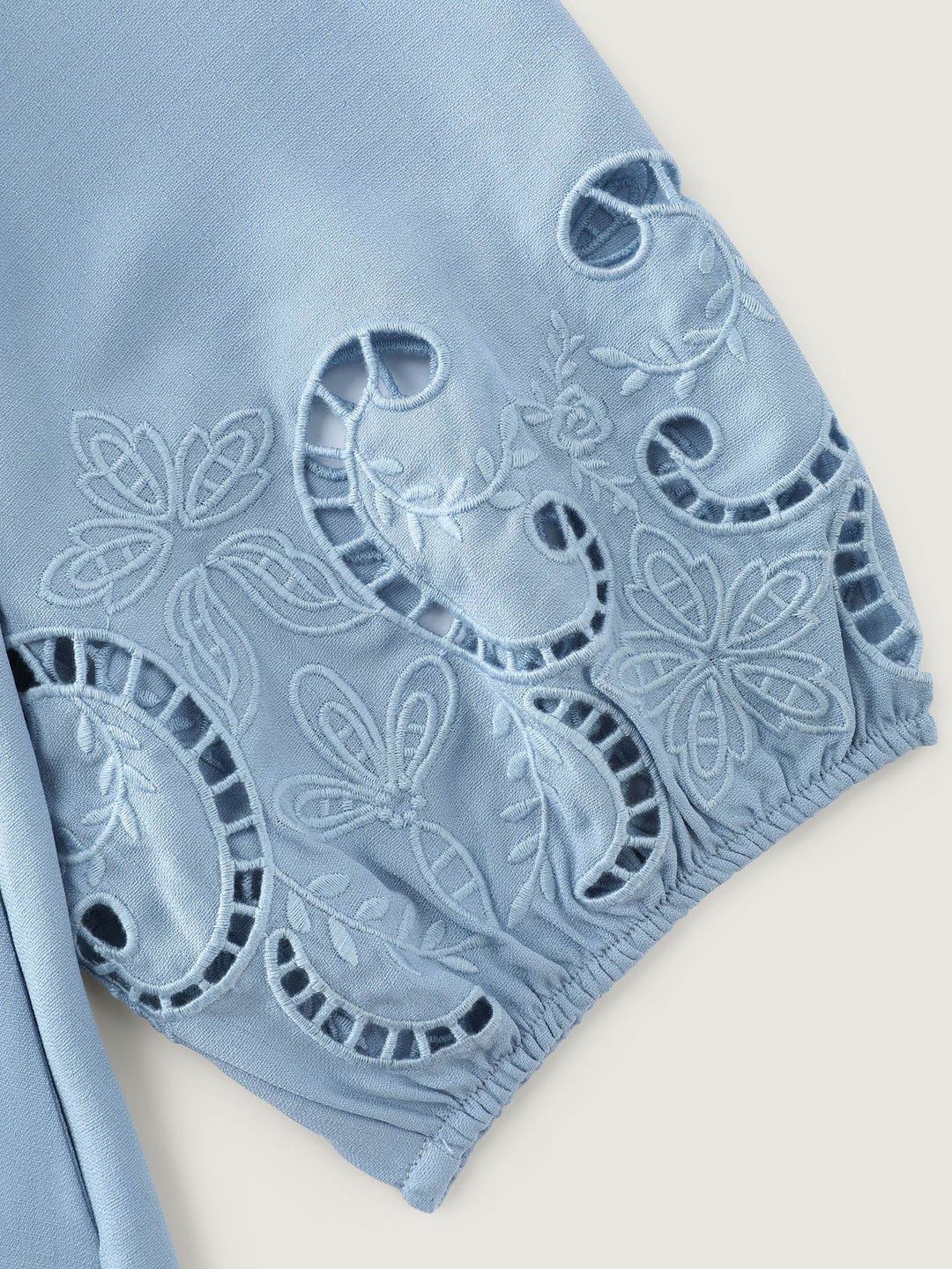 Floral Cut-Out Embroidery Stretchy Waist Midi Dress