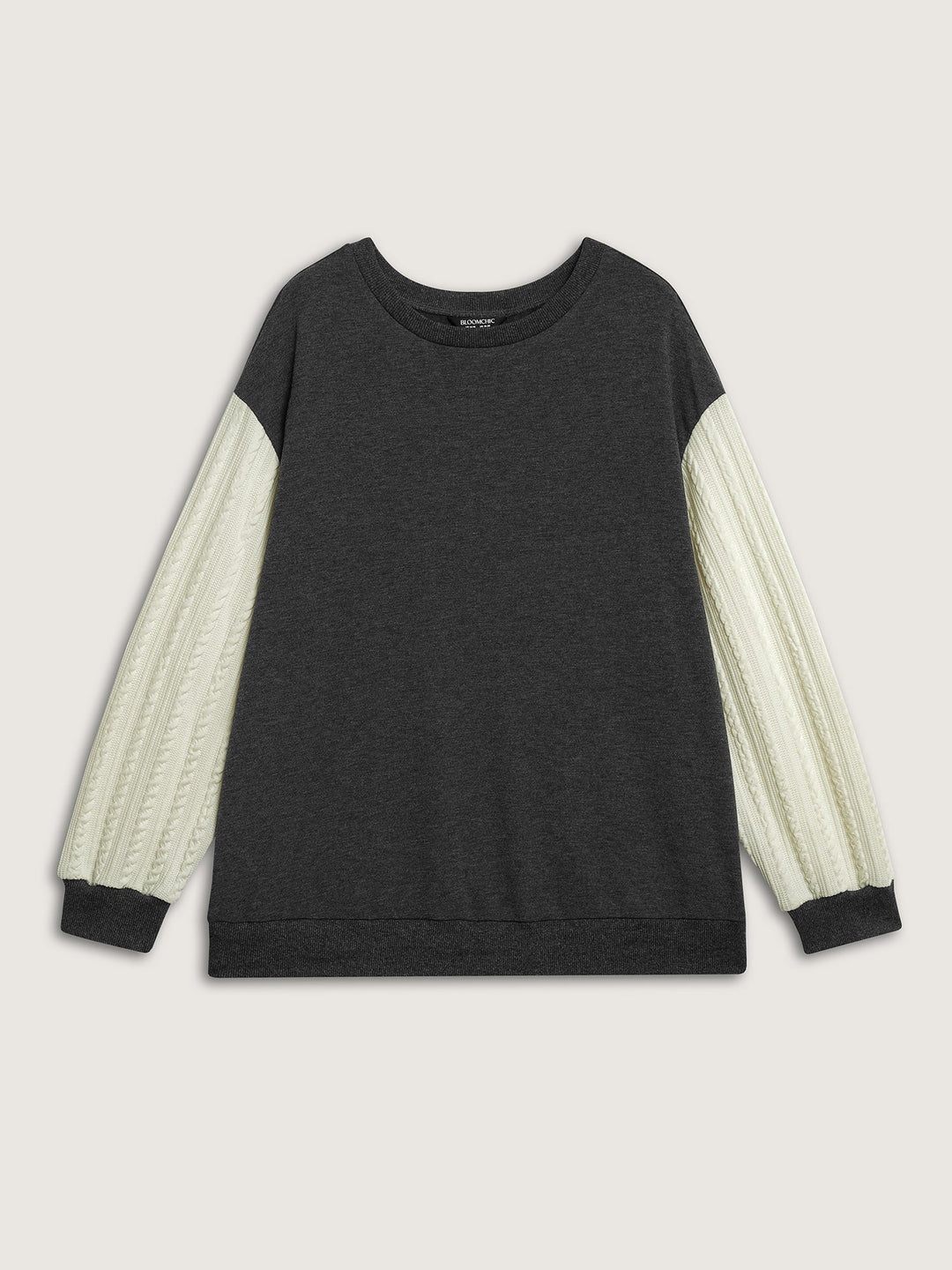 Textured Contrast Drop Shoulder Sweatshirt