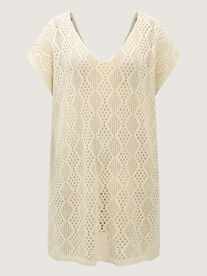 Textured Cut-Out Strawberry Swim Cover-Up