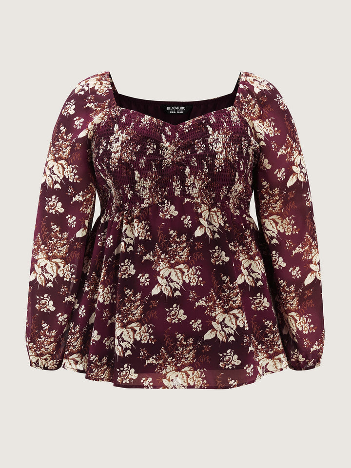 Shirred High-Waist Cinched Blouse