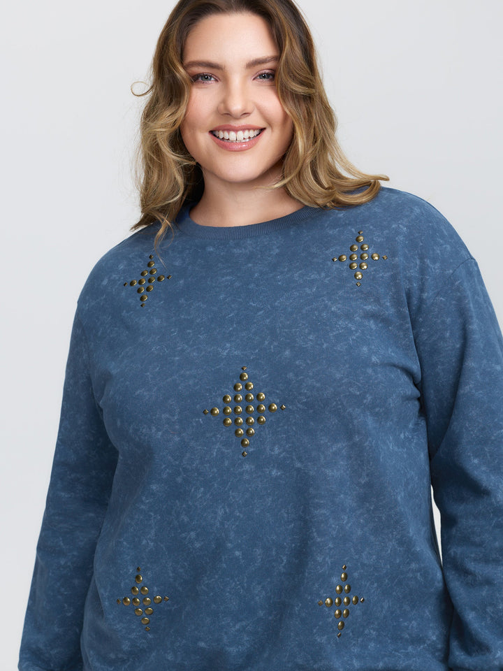 Rivets Detail Vintage Sweatshirt