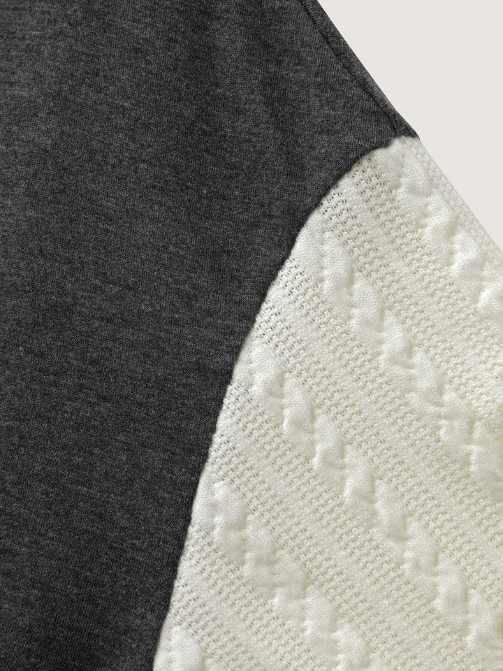 Textured Contrast Drop Shoulder Sweatshirt