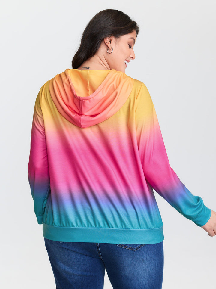 Color Gradient Stretchy Hem Hoodie