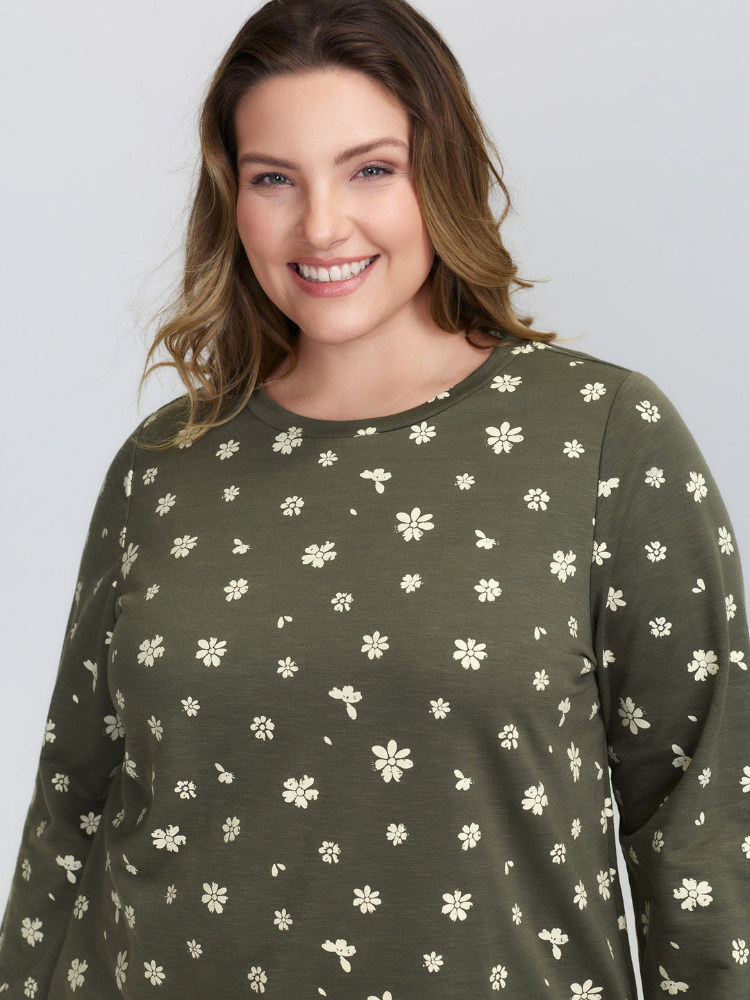 Floral Stretchy Textured Printed Sweatshirt