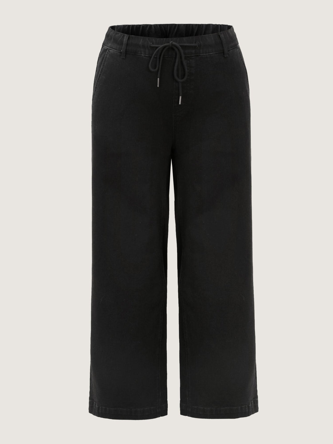Stretchy Pull-On Drawstring Waist Wide-Leg Jeans