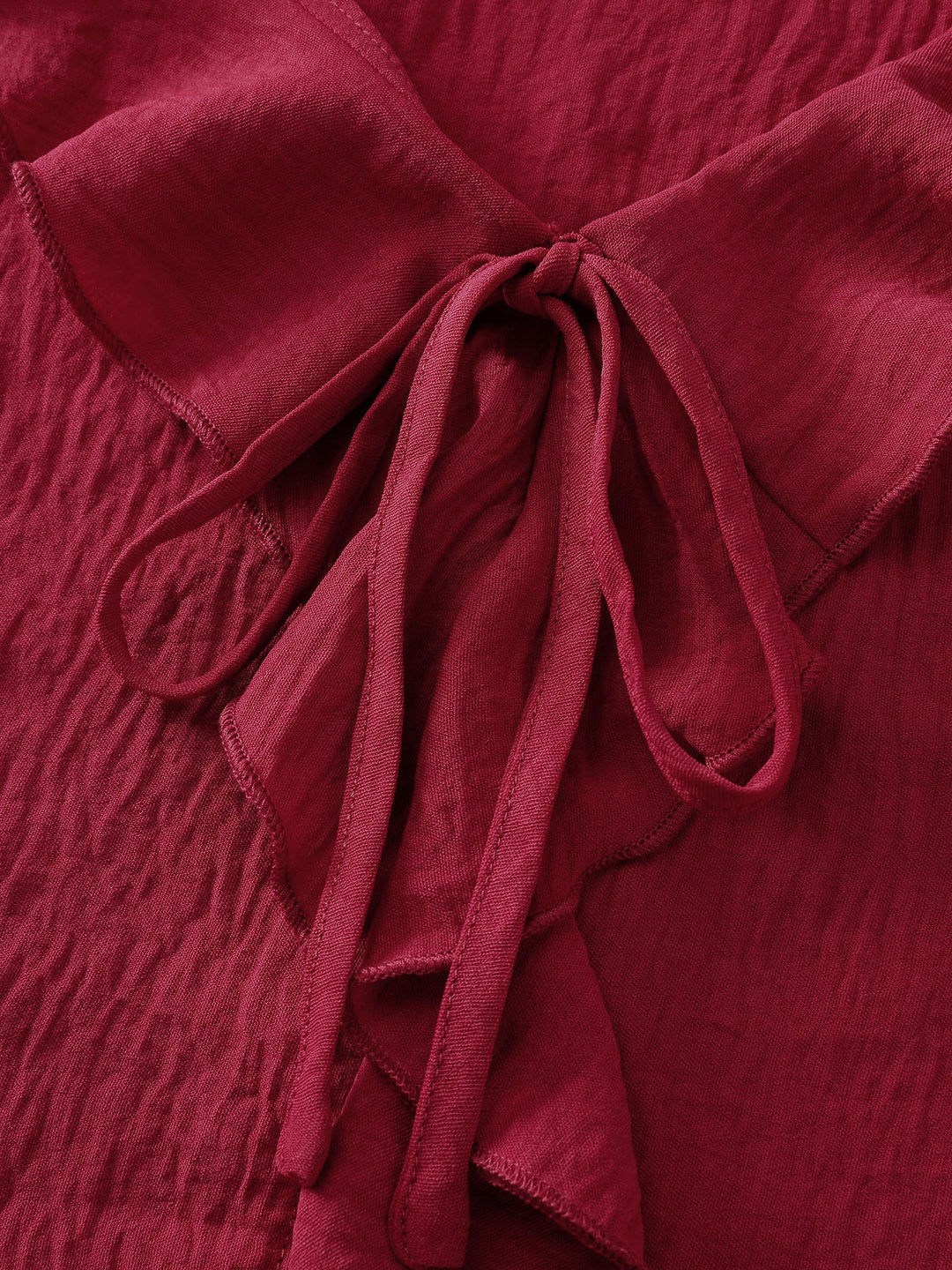 Ruffled V-Neck Curvy Edge Blouse