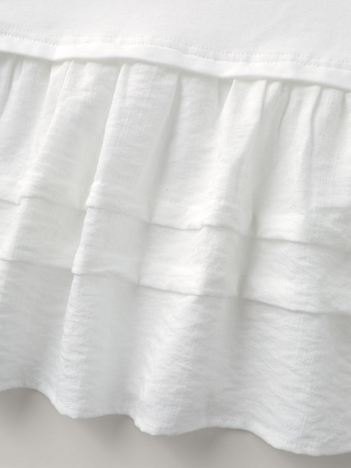 Textured Faux Two-Piece Pleated Sweatshirt