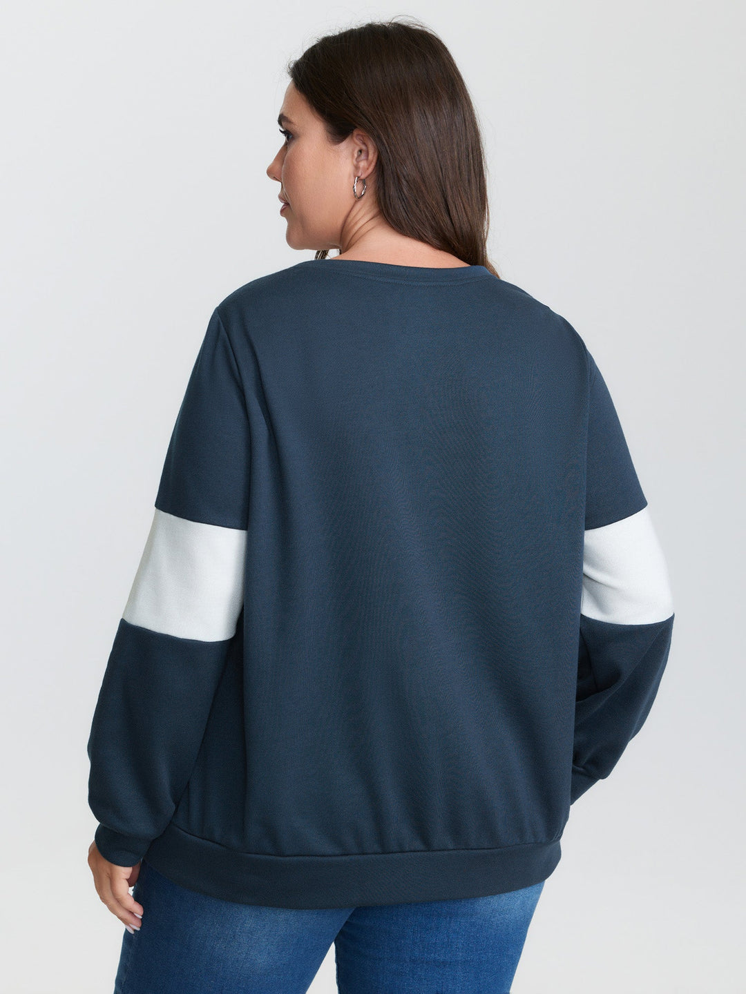 Anchor Applique Embroidery Contrast Sweatshirt