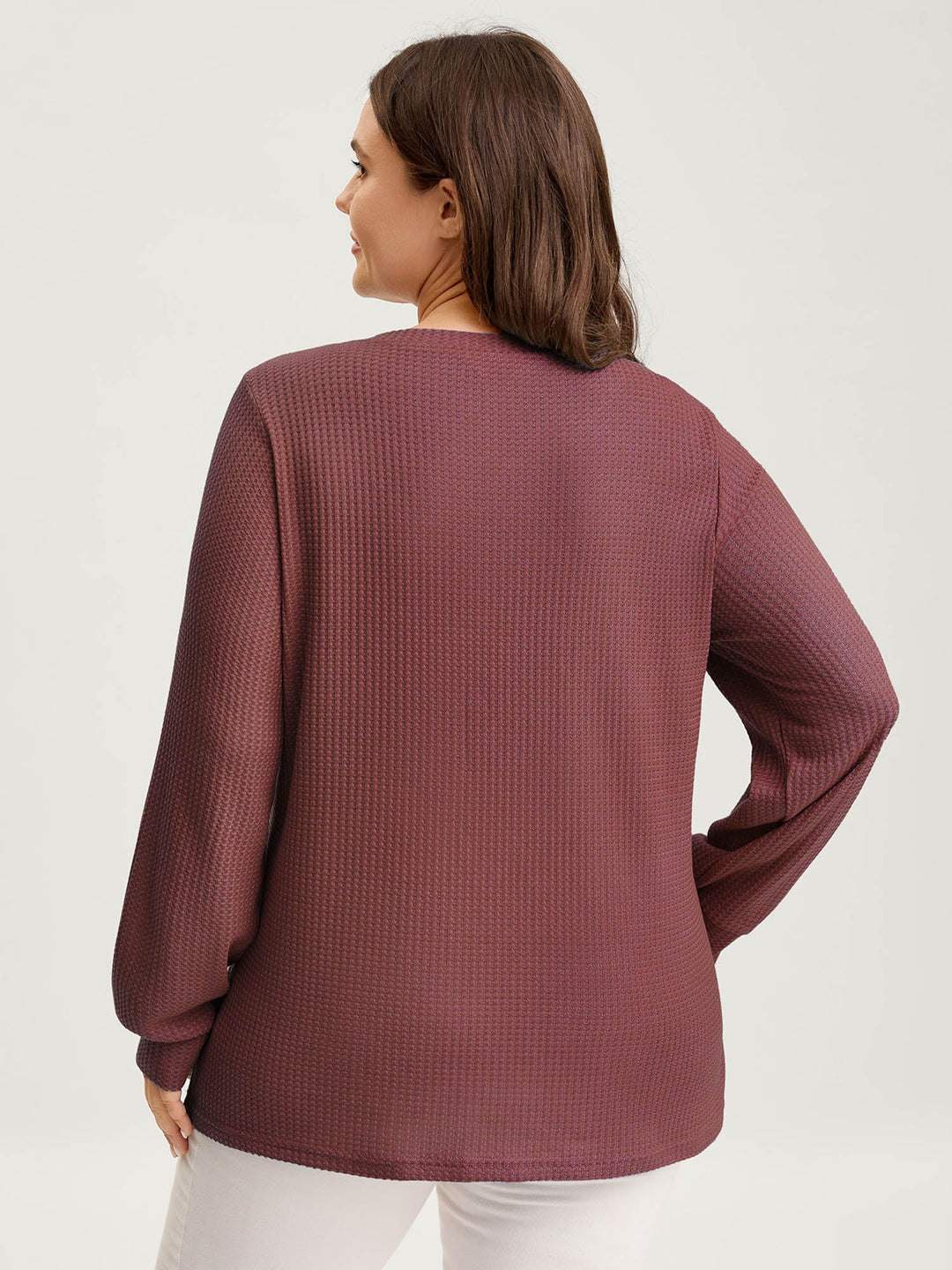 Waffle Spliced Floral Lace Sweatshirt