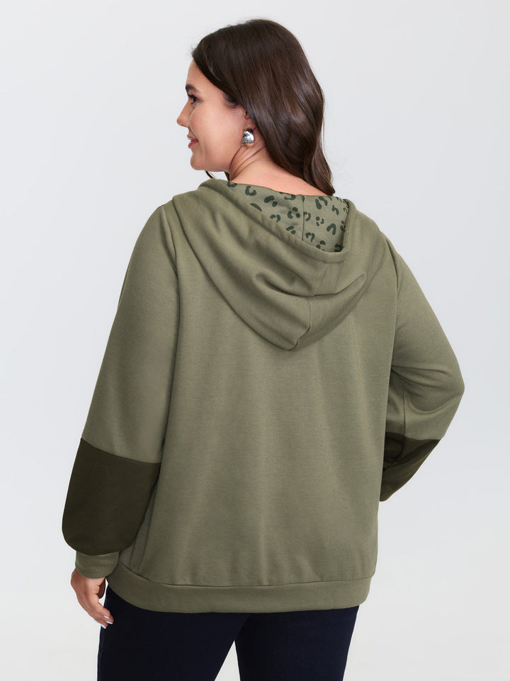 Leopard Print Colorblock Hoodie
