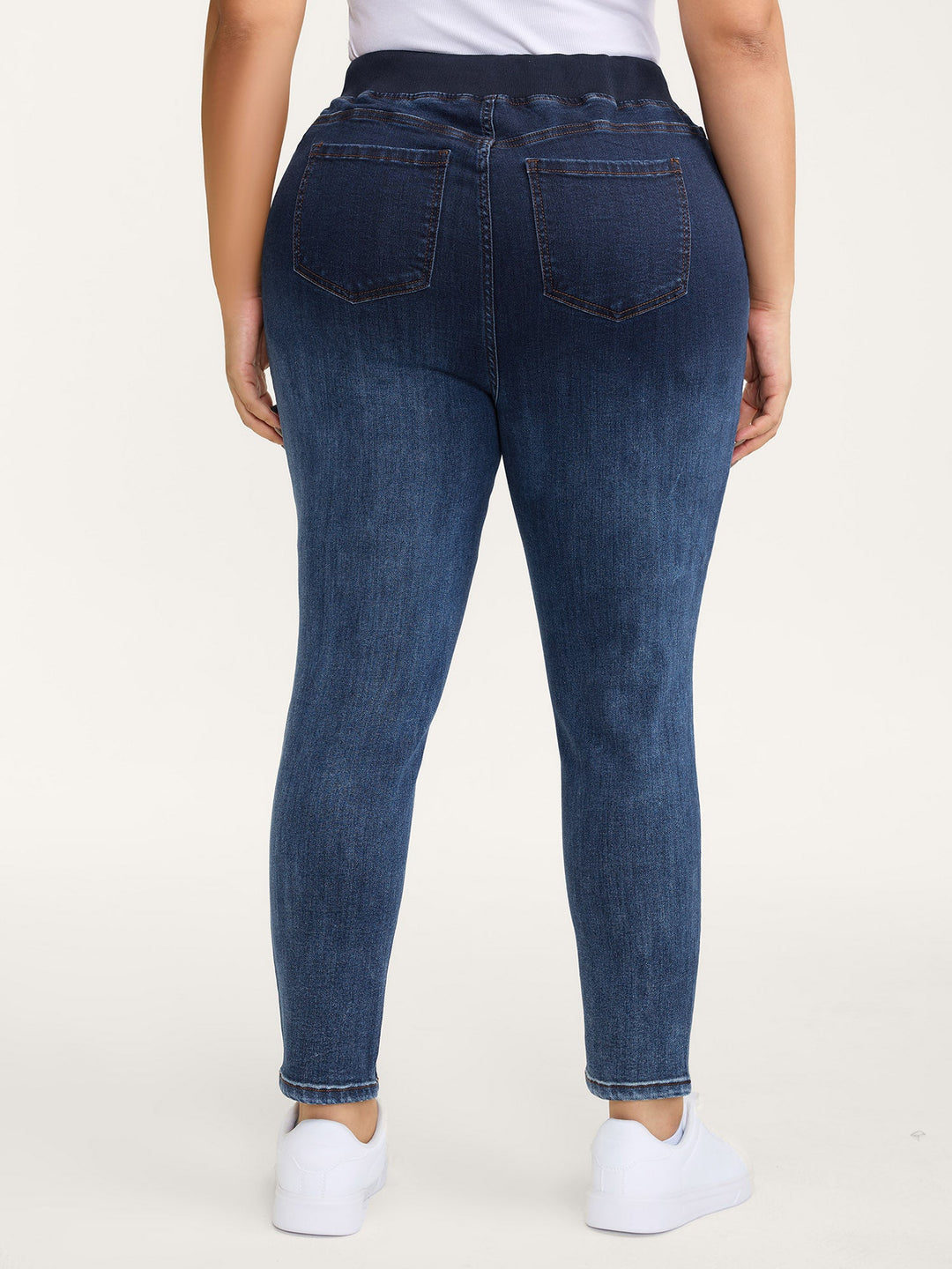 Stretch Pull-On Drawstring Skinny-Fit Jeans