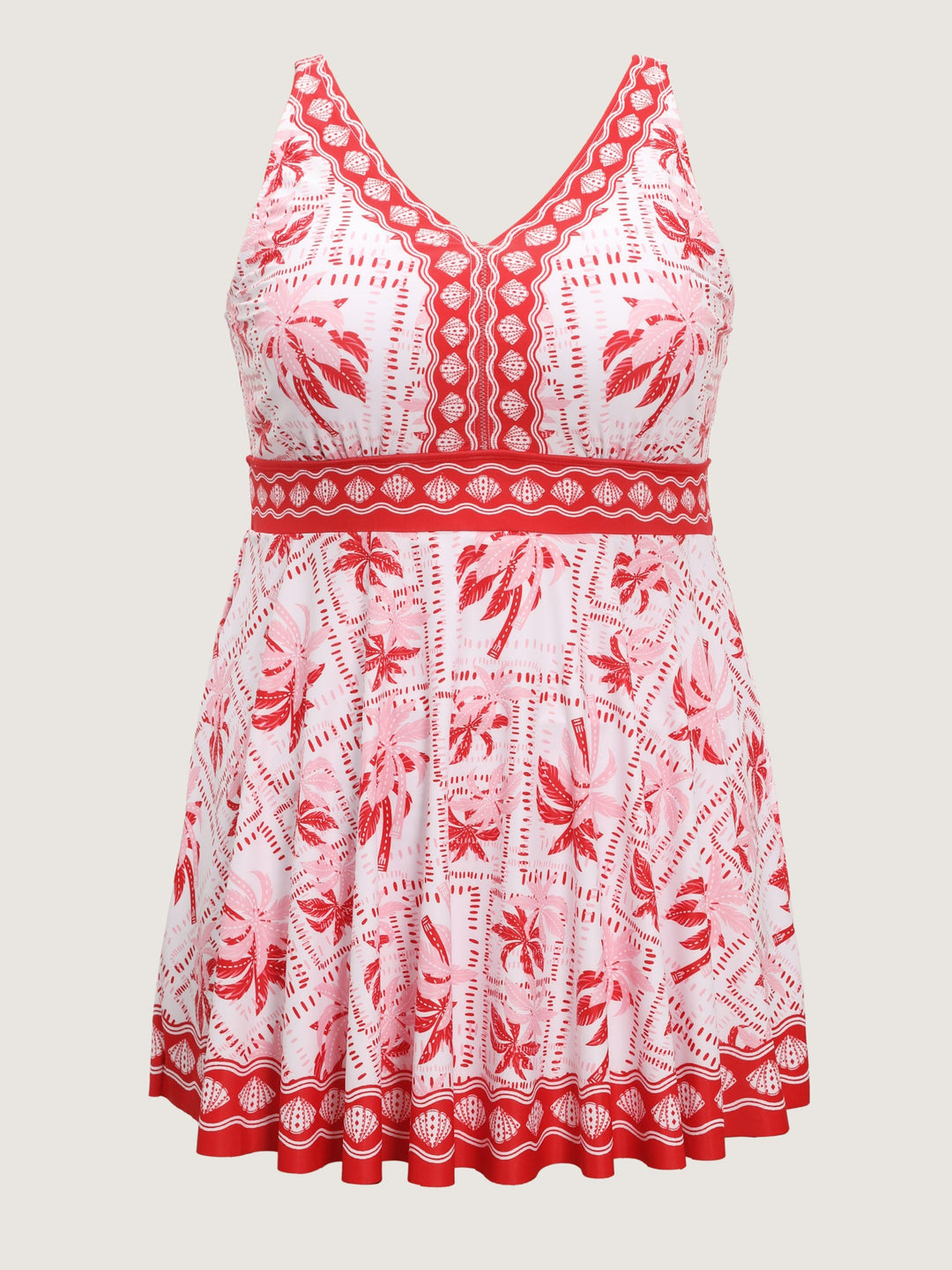 Anti-Float Ties Palm Tree Swim Dress
