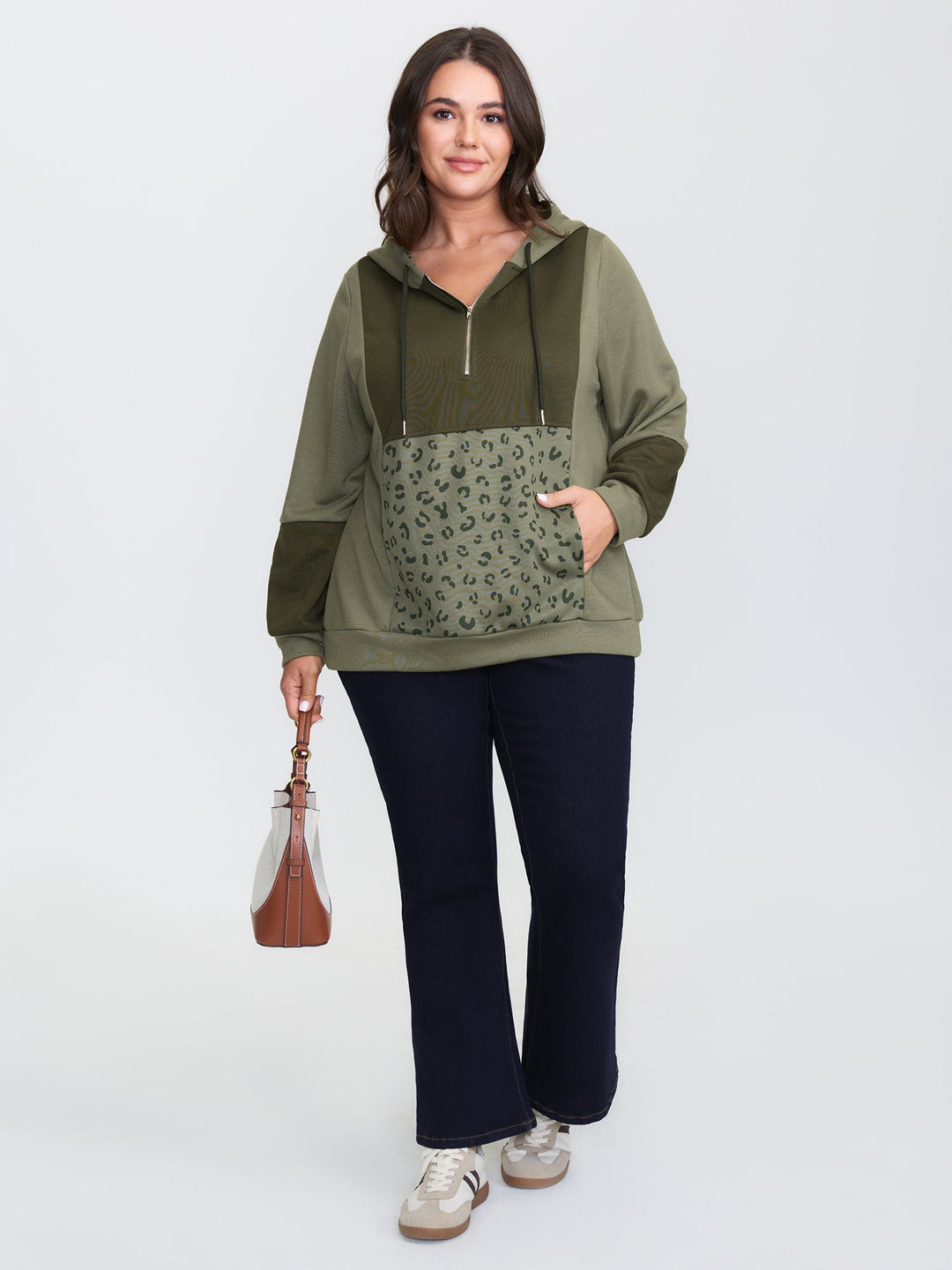 Leopard Print Colorblock Hoodie