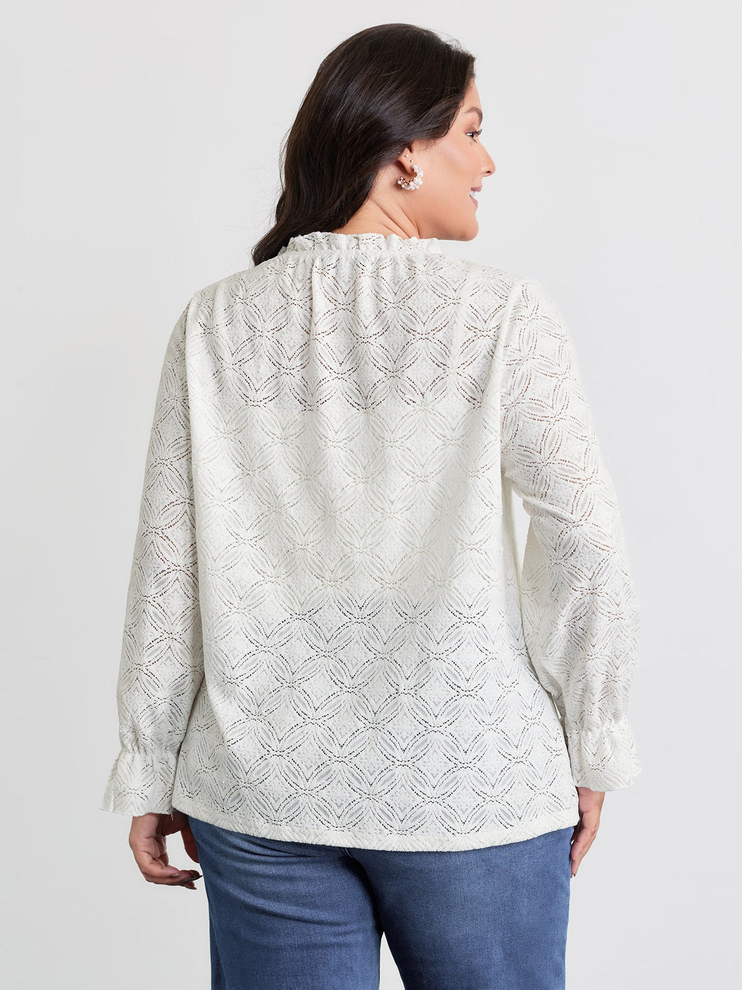 Stretchy Lace Cuff Sleeve Blouse