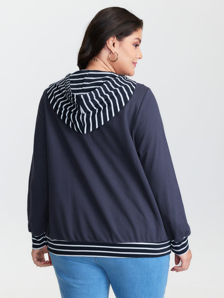 Pure Cotton Color Contrast Hoodie